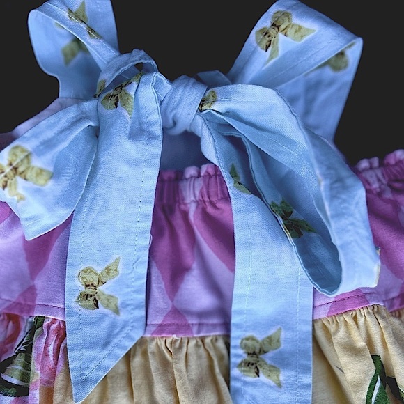 Girls boutique yellow/pink/blue floral sleeveless Dress with ruffles 18m - Picture 11 of 12